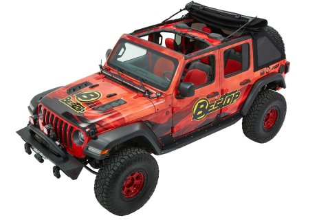 Bestop Trektop Ultra Slantback Soft Tops for 2018-2026 WRANGLER - 5492517 Top, Slantback, Jeep Wrangler JL, 4-Door, Black Twill, Slant Back, Each thumbnail 1