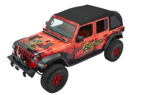 Bestop Trektop Ultra Slantback Soft Tops for 2018-2026 WRANGLER - 5492517 Top, Slantback, Jeep Wrangler JL, 4-Door, Black Twill, Slant Back, Each thumbnail 8