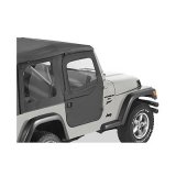 Bestop 2-Piece Soft Doors for 1997-2006 WRANGLER - 5178915 Doors, 2-piece, Fabric, Black Denim, Supertop and Sunrider, Driver and Passenger Side, Jeep, Pair thumbnail 1