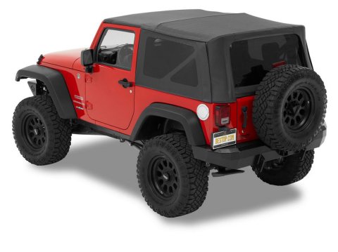 Bestop Supertop Squareback Soft Tops for 2007-2017 WRANGLER, 2018 WRANGLER JK - 5472235 Top, Squareback, Polymer Cloth, Black Diamond, Tinted Windows, Jeep, 2-door, Each thumbnail 2