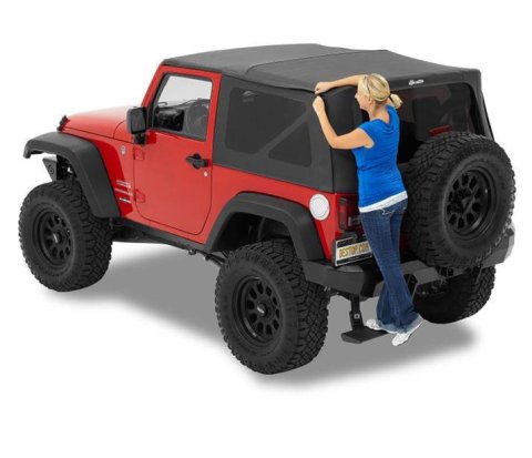 Bestop Supertop Squareback Soft Tops for 2007-2017 WRANGLER, 2018 WRANGLER JK - 5472235 Top, Squareback, Polymer Cloth, Black Diamond, Tinted Windows, Jeep, 2-door, Each thumbnail 3