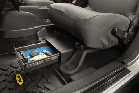 Bestop Underseat Locking Storage Boxes for 2007-2018 WRANGLER, 2018 WRANGLER JK - 4264001 Box, Lockable, Underseat, Steel, Black, Jeep, Each