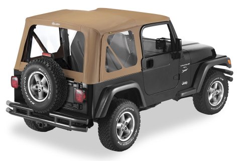 Bestop Sailcloth Replace-A-Tops 7912237 Soft Top, Polymer Cloth, Spice, Clear Windows, Jeep, Each
