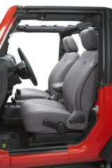 Bestop Seat Covers for 2007-2012 WRANGLER - 2928009 Covers, First Row, Bucket, 600-denier, Charcoal, Jeep, Pair thumbnail 1