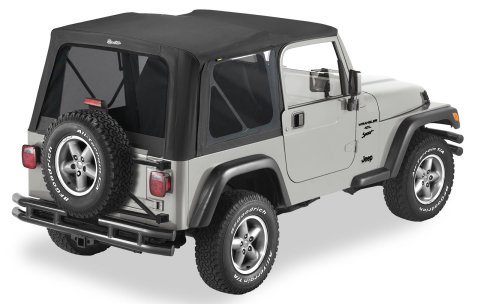 Bestop Replace-A-Tops 5118015 Soft Top, Replace-A-Top, Polymer Cloth, Black Denim, Tinted Windows, Jeep, Each