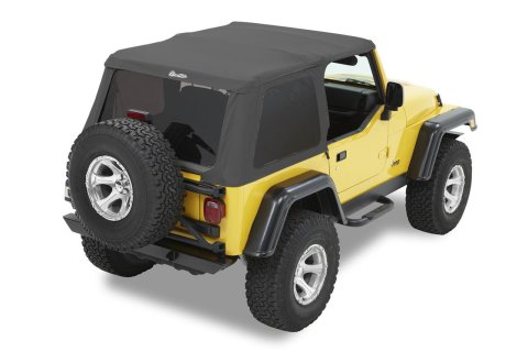 Bestop Trektop Slantback Soft Tops for 1997-2006 WRANGLER - 5682015 Top, Polymer Cloth, Black Denim, Tinted Windows, Jeep, 2-door, Each