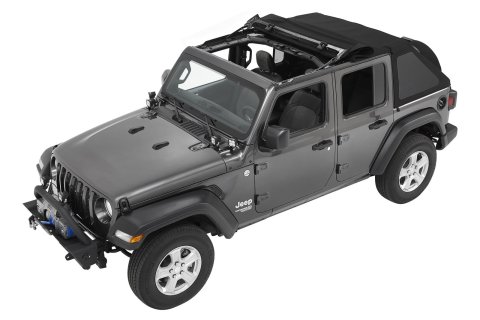 Bestop Trektop Slantback Soft Tops for 2018-2026 WRANGLER - 5686317 Top, Slantback, Twill, Black, Tinted Windows, Jeep, Kit thumbnail 1