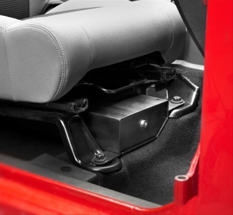 Bestop Underseat Locking Storage Boxes for 2007-2018 WRANGLER, 2018 WRANGLER JK - 4264201 Box, Under Passenger Seat Location, Locking, Steel, Black Powdercoated, Jeep, Each thumbnail 1
