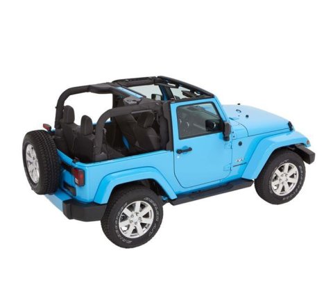 Bestop Trektop Slantback Soft Tops for 2007-2017 WRANGLER, 2018 WRANGLER JK - 5685217 Top, Slantback, Twill, Black, Tinted Windows, Jeep, Kit