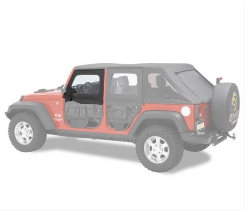 Bestop HighRock 4x4 Element Doors for 2007-2018 WRANGLER, 2018 WRANGLER JK - 5180517 Doors, Element, Front, Upper Half, Fabric, Black Twill, Jeep, Pair