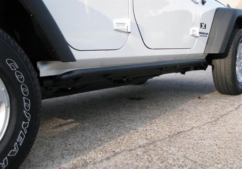 N-FAB RKR Rails for 2007-2017 WRANGLER, 2018 WRANGLER JK - J074RKR Rocker Guards, Rock Rails, Bolt-on, Steel, Black Textured Powdercoated, Jeep, Pair thumbnail 1