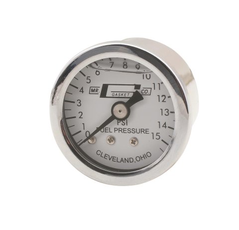 Mr. Gasket Fuel Pressure Gauges 1563 Gauge, Pressure, 0-15 psi, 1 1/2 in., Analog, Mechanical, White Face, Each thumbnail 1