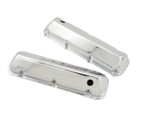 Mr. Gasket Chrome Valve Covers 9413 Covers, Stock Height, Steel, Chrome, Plain, Ford, Big Block, Pair