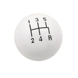Mr. Gasket Shift Knobs 9619 Shifter Knob, Composite, Round, White, Manual 5-Speed Logo, 3/8 in.-16 Thread, Each thumbnail 1