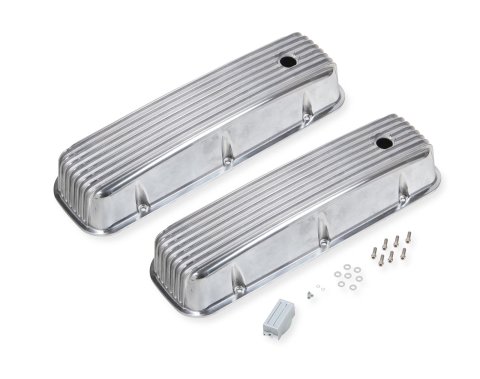 Mr. Gasket Cast Aluminum Valve Covers 6859G Covers, Perimeter Bolt Mounting, Aluminum, Polished, Finned Top, Chevy, Big Block, Pair