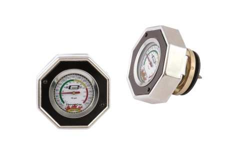 Mr. Gasket Thermocap Radiator Caps 2476BK Cap/Gauge, Thermocap, Aluminum, Black Anodized, Plain, 16 psi, 30-270 Degrees F, Each