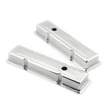 Mr. Gasket Chrome Valve Covers 9800 Covers, Stock Height, Steel, Chrome, Plain, Chevy, Small Block, Pair thumbnail 1