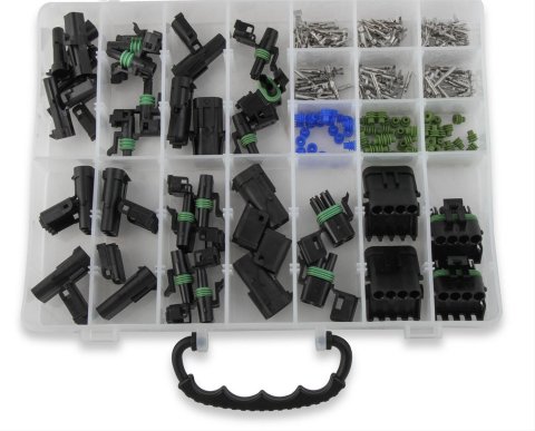 Mr. Gasket 232-Piece Weatherproof Connector Kits 40010G Kit, Weatherpack Connectors, Assortment of 4-Pin, 3-Pin, 2-Pin, 1-Pin, Kit thumbnail 1