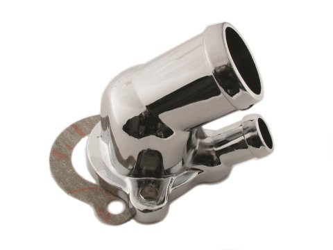 Mr. Gasket Water Necks 9714 Neck, Steel, Chrome Plated, 90 Degree, Oldsmobile, Big/Small Block, Each thumbnail 1