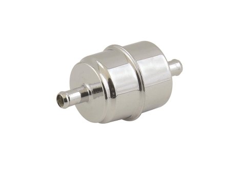 Mr. Gasket Chrome Canister Fuel Filter with 0.375 in. Inlet Size 9746 Filter, Chrome, 3/8 Hose Barb, Each thumbnail 1