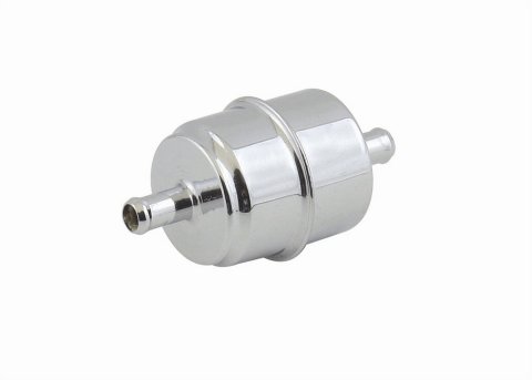 Mr. Gasket Chrome Canister Fuel Filter with 0.375 in. Inlet Size 9746 Filter, Chrome, 3/8 Hose Barb, Each thumbnail 2
