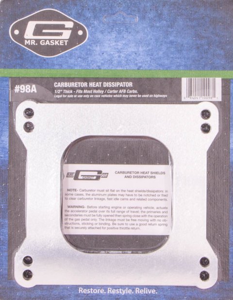 Mr. Gasket Carburetor Heat Dissipaters 98A Dissipater, Aluminum, 7/16 in. Thick, Open, Square bore, Each thumbnail 2