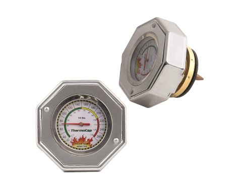 Mr. Gasket Thermocap Radiator Caps 2471S Cap/Gauge, Thermocap, Aluminum, Silver Anodized, Plain, 16 psi, 30-270 Degrees F, Each