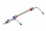 Mr. Gasket Chrome Gas Lines 1556G Fuel Line, Braided Stainless/Aluminum, Chrome/Red-Blue Anodized, Gauge Port, Holley, 4150/4160, Dual Feed, Each thumbnail 2