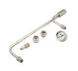 Mr. Gasket Chrome Gas Lines 1559 Fuel Line, Chrome, Steel, Holley, 4150, 3/8 in. Hose Barb Inlet, Pressure Gauge, Kit thumbnail 1