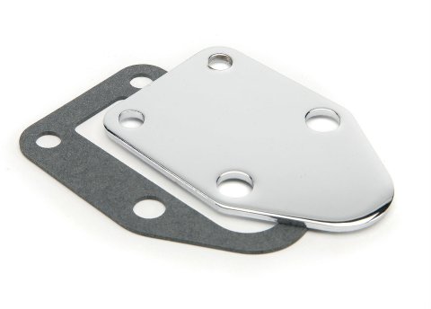 Mr. Gasket Chrome Fuel Pump Block-Off Plates 1515 Plate, Steel, Plated, Chevy, Small Block, Each