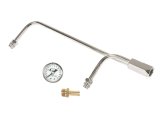 Mr. Gasket Chrome Gas Lines 1558 Fuel Line, Chrome, Dual Feed, 8.656 in. Center to Center, 3/8 in. Hose Barb Inlet, 0-15 psi Gauge, Holley, Each thumbnail 1