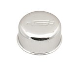 Mr. Gasket Chrome Valve Cover Breathers 2057 Breather, Push-In, Round, Steel, Chrome, 3/4 in. Nipple, Logo, Each thumbnail 1