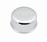 Mr. Gasket Chrome Valve Cover Breathers 2057 Breather, Push-In, Round, Steel, Chrome, 3/4 in. Nipple, Logo, Each thumbnail 2