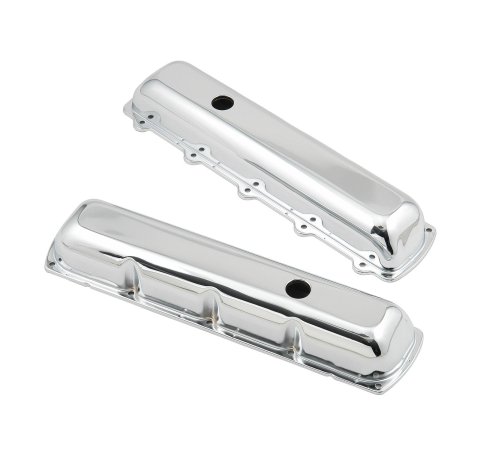 Mr. Gasket Chrome Valve Covers 9422 Covers, Stock Height, Steel, Chrome, Plain, Oldsmobile, V8, Pair