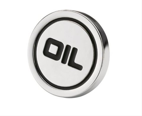 Mr. Gasket Chrome Oil Filler Caps 9815 Plug, Chrome, Push-In, OIL Logo, Fits 1 1/4 in. Hole, Each thumbnail 1