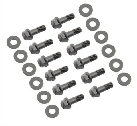 Mr. Gasket Super Intake Manifold Bolts 6080MRG Bolts, Manifold, Steel, Black Oxide, Hex Head, Chevy, Mopar, AMC, Set of 12