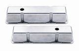 Mr. Gasket Diecast Aluminum Valve Covers 6854 Covers, Tall, Cast Aluminum, Polished, Plain, Chevy, Small Block, Pair thumbnail 2