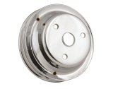 Mr. Gasket Chrome Plated Crank Pulleys 4977 Crankshaft Pulley, V-Belt, 2-Groove, Steel, Chrome, Chevy, Small Block, Long Pump, Each thumbnail 1