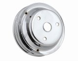 Mr. Gasket Chrome Plated Crank Pulleys 4977 Crankshaft Pulley, V-Belt, 2-Groove, Steel, Chrome, Chevy, Small Block, Long Pump, Each thumbnail 2
