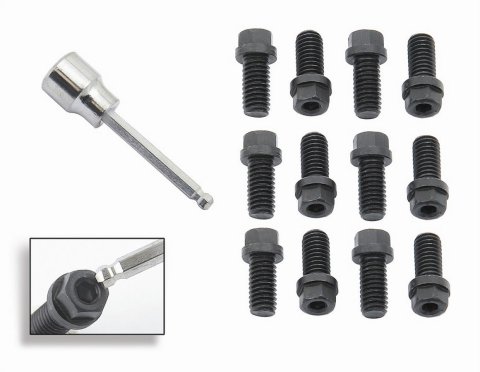 Mr. Gasket Header Bolts 3420G Fasteners, Bolts, Allen Head, Steel, Black Oxide, 3/8 in.-16, .750 in. UHL, Set of 12 thumbnail 1