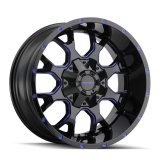 Mayhem Warrior 8015 Series Gloss Black With Prism Blue Wheels 17x9 Wheel, 8015, 17 in. x 9 in., Aluminum, Gloss, Machined, Black, 5.71 in. Backspace, 4.17 in. Center Bore, +18.00mm, 6 x 135mm, Each thumbnail 1