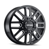 Mayhem Cogent 8107 Dually Gloss Black Wheels with Milled Accents 20x8.25 Wheel, 8107, 20 in. x 8.25 in., Aluminum, Gloss, Machined, Black, -4.51 in. Backspace, 4.92 in. Center Bore, -232.00mm, 8 x 170mm, Each thumbnail 1