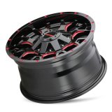 Mayhem Warrior 8015 Series Gloss Black With Prism Red Wheels 17x9 Wheel, 8015, 17 in. x 9 in., Aluminum, Gloss, Machined, Black, 5.71 in. Backspace, 5.15 in. Center Bore, +18.00mm, 8 x 6.50 in., Each thumbnail 2