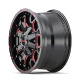 Mayhem Warrior 8015 Series Gloss Black With Prism Red Wheels 17x9 Wheel, 8015, 17 in. x 9 in., Aluminum, Gloss, Machined, Black, 5.71 in. Backspace, 5.15 in. Center Bore, +18.00mm, 8 x 6.50 in., Each thumbnail 3