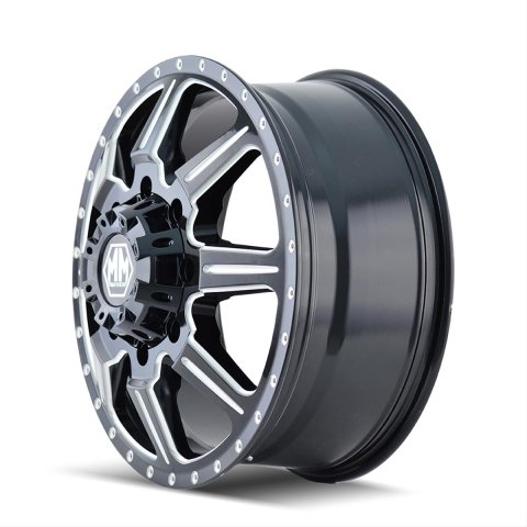 Mayhem Monstir 8101 Series Gloss Black Dually Wheels with Milled Spokes 22x8.25 Wheel, MONSTIR FRONT BLACK/MILLED SPOKES 22X8.25 8-200 127mm 142mm thumbnail 3