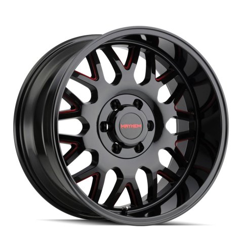Mayhem Tripwire 8110 Gloss Black Wheel with Prism Red Accents 20x9 MAYHEM TRIPWIRE BLACK W/ PRISM RED 20X9 5-139.7/5-150 0MM 110MM