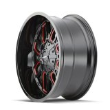 Mayhem Cogent 8107 Gloss Black Wheels with Prism Red Accent 17x9 MAYHEM COGENT BLACK W/PRISM RED 17X9 8-165.1/8-170 -12MM 130.8MM thumbnail 3
