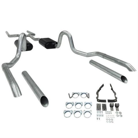 Flowmaster American Thunder Exhaust Systems 17119 System, Thunder, Dual, Crossmember Back, Split Rear, 2.5 in. Dia., w/H-Pipe and Mufflers, Steel, Aluminized, GM, A-Body, Kit thumbnail 4