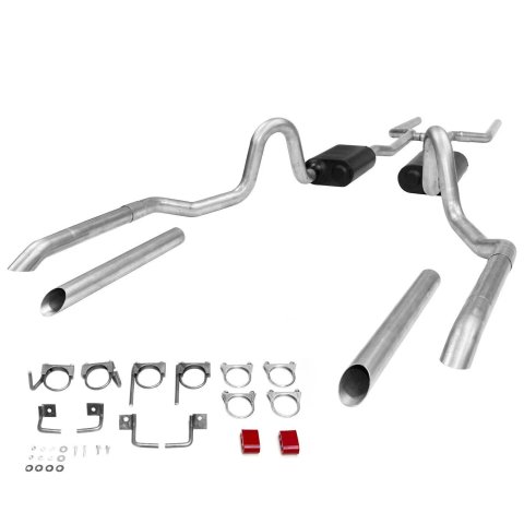 Flowmaster American Thunder Exhaust Systems 17119 System, Thunder, Dual, Crossmember Back, Split Rear, 2.5 in. Dia., w/H-Pipe and Mufflers, Steel, Aluminized, GM, A-Body, Kit thumbnail 6
