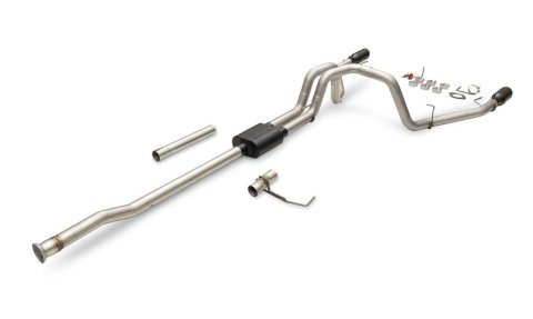 Flowmaster American Thunder Exhaust Systems 818169 System, Cat-back, Thunder, 409 Stainless Steel, 4.50 in. Black Ceramic Coated Tips, Dual Rear Exit, Ford, F150, Kit